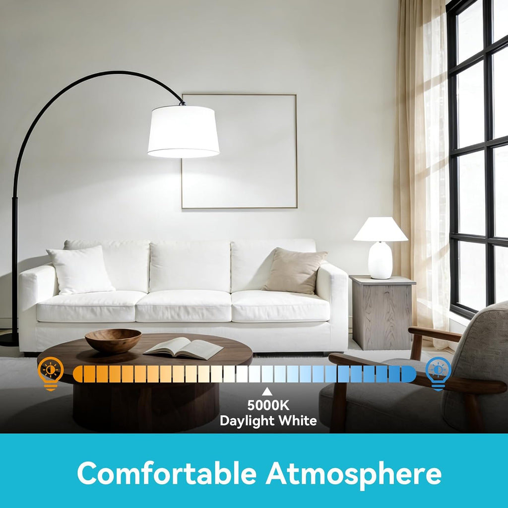 A19 LED Light Bulbs 60 Watt Equivalent, Daylight Bright White 5000K, E26 Medium Base Standard Lightbulbs, Energy