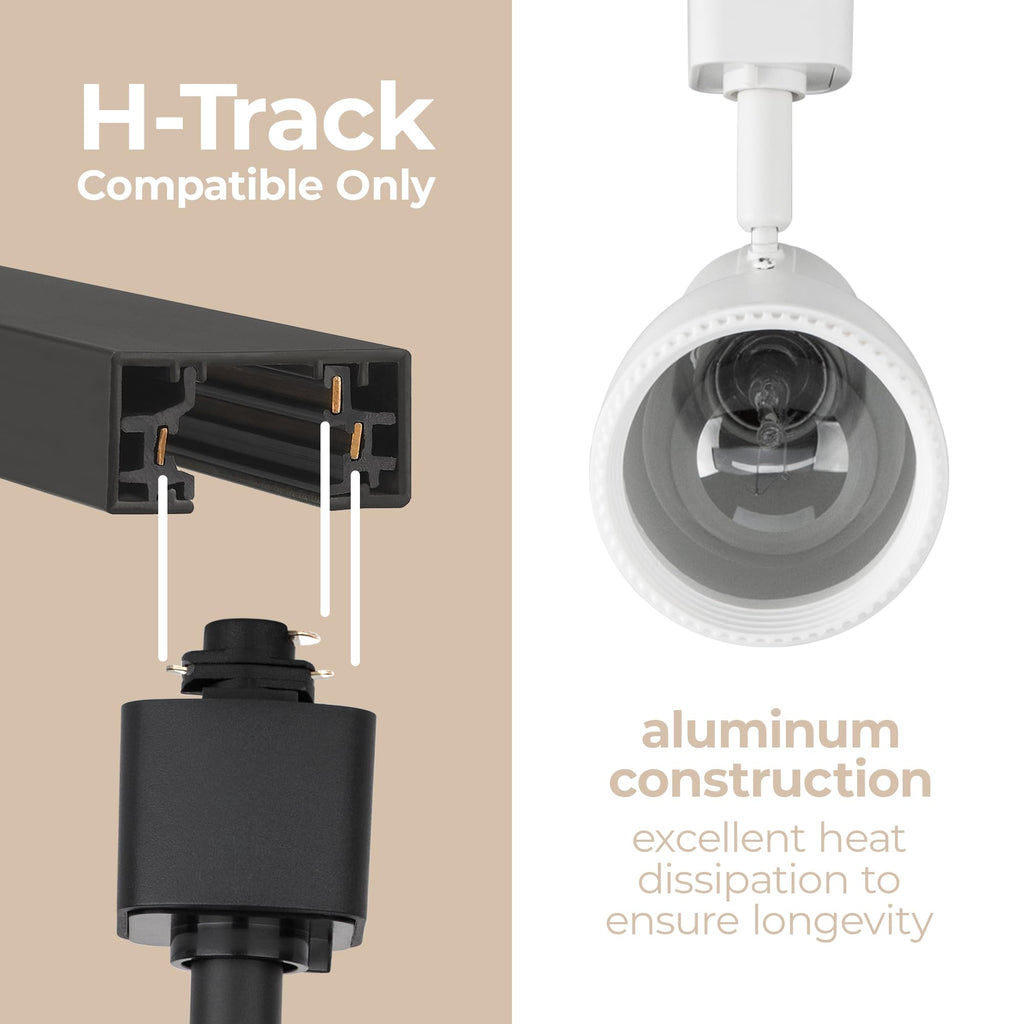 Luma Track Head E26 Base Socket (Lamp Sold Separately) in Black for H Track, Standard 3-Wire Track System (Single