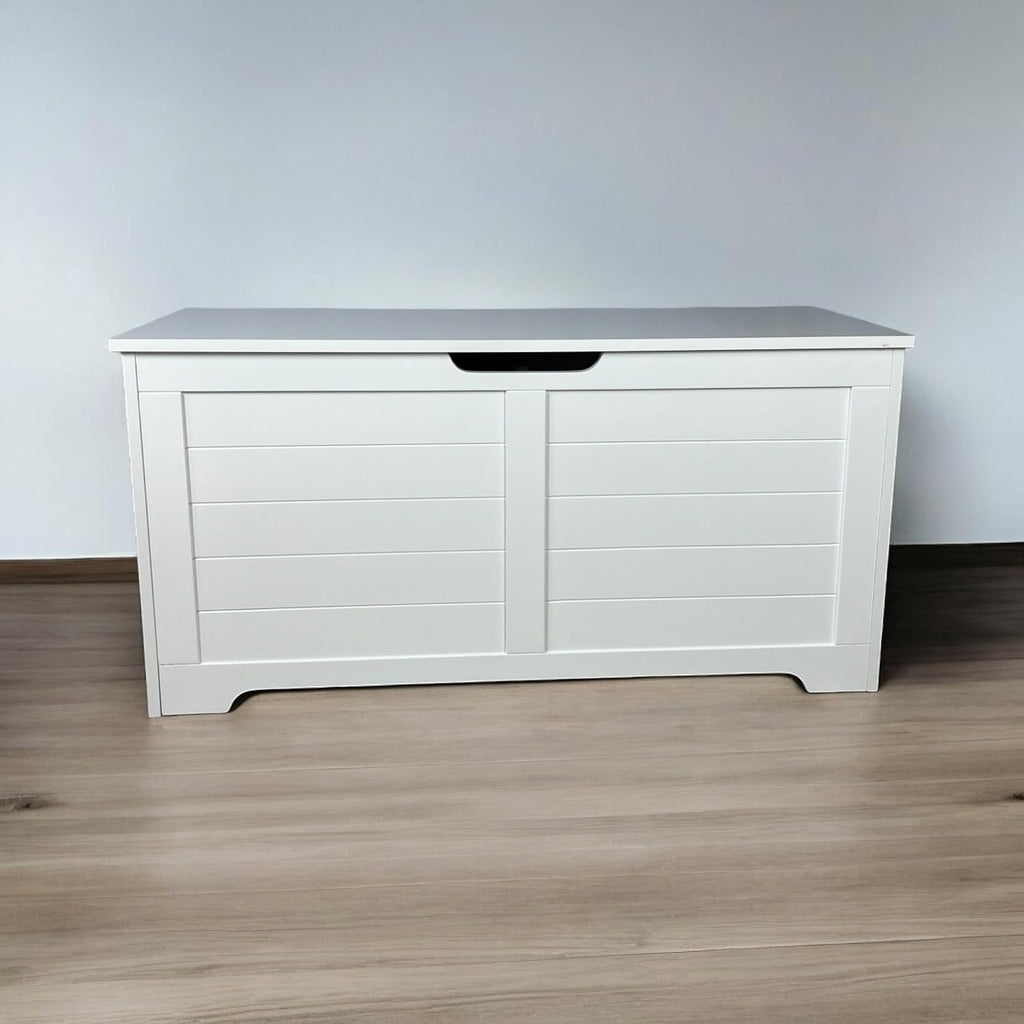 Top Open Cat Litter Box Enclosure Hidden Furniture Bench, Large Cat Washroom Cabinet and Indoor Storage Chest, Cream