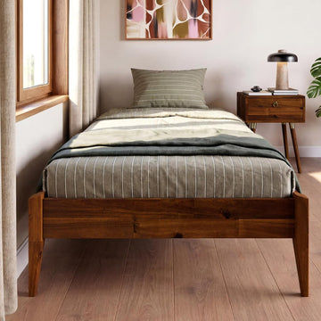 Dinkee 15" Solid Wood Platform Bed Frame Without Headboard - Japanese Joinery Bed Frame - Modern & Minimalist Style