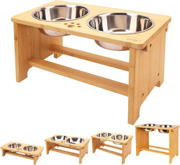 Elevated Dog Bowls, Raised Dog Bowl Stand with 2 Stainless Steel Bowls, Elevated Raised Dog Bowls for Large Medium