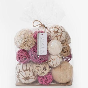 Large Decorative Vase Filler Bag with Orbs, Balls (Pink) - Set of 16