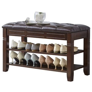 Shoe Bench, Storage Rack Organizer with Cushion 2 Tier Lift Top Shoe Rack Living Room Bedroom Hallway Wooden