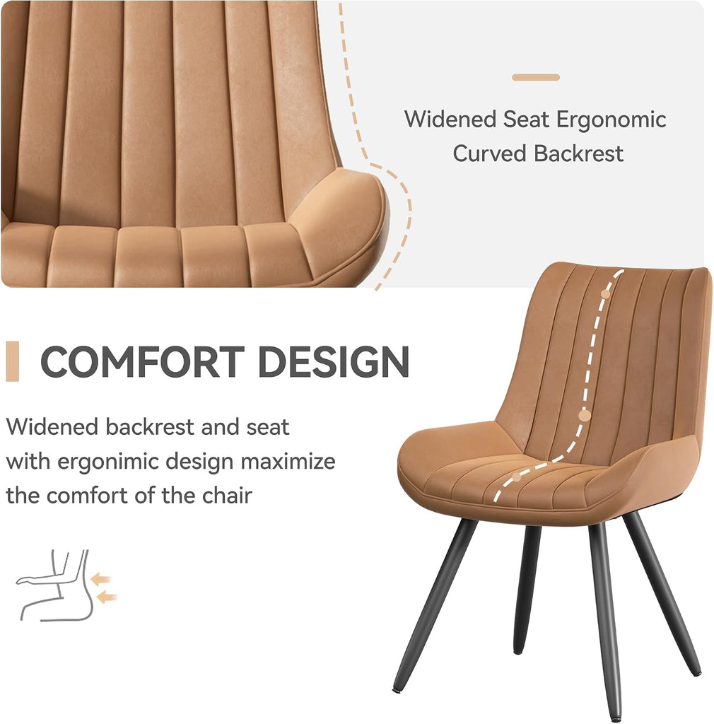 Dining Chairs Set of 4, Mid Century Modern Kitchen Chairs with Soft Cushion, Comfortable Upholstered Fabric Dining