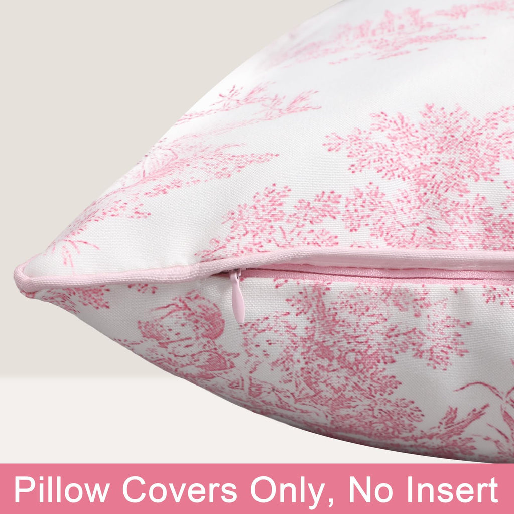 Farmhouse Floral Pillow Cases Pink Pillow Covers 18x18 Set of 4