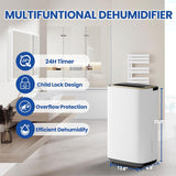 5000 Sq.Ft Dehumidifier for Basement with Drain Hose, 50 Pint Large Best Compressor Dehumidifiers for Home or Garage