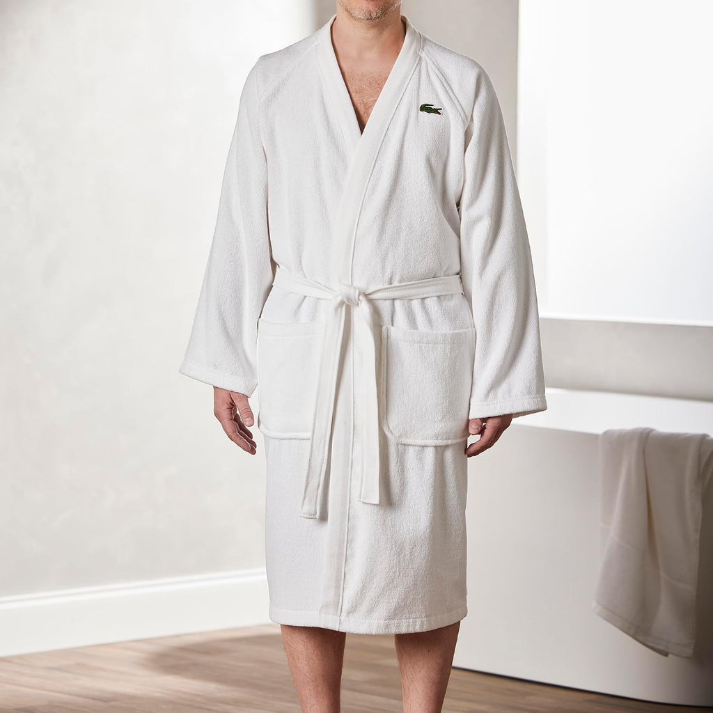 Classic Pique Bath Robe, 100% Soft Cotton Terry, Unisex Adult Bathrobe, Absorbent & Quick Drying, One Size Fits Most
