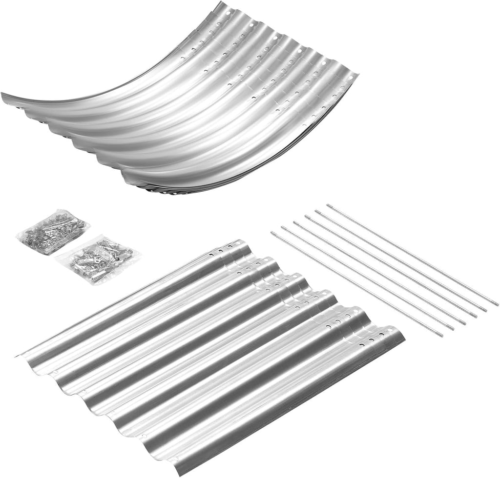 Galvanized Metal Raised Garden Bed Kit, 8x4x1.5ft Large Planter Boxes Outdoor, Oval Gardening Box, Patio Garden