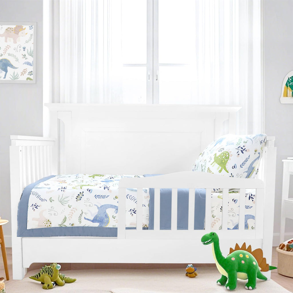 Muslin Toddler Bedding Set 3-Piece - Soft Breathable Crib Bedding with Fitted Sheet, Quilt & Pillowcase for Infant &