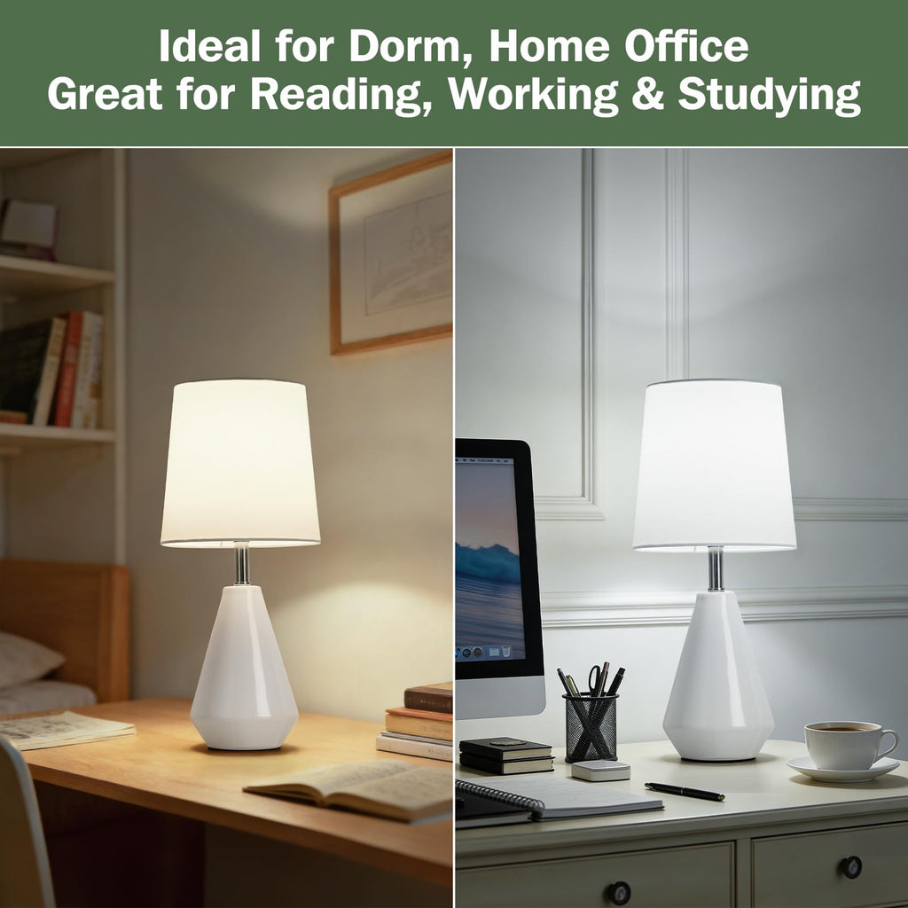 15.5" Small Table Lamp Set of 2, 3 ColorTemperatures