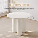 39" Round Dining Table for 4 Cream White Kichen Table with 3 Legs Modern Round Table 4 Seats Dining Room Table for