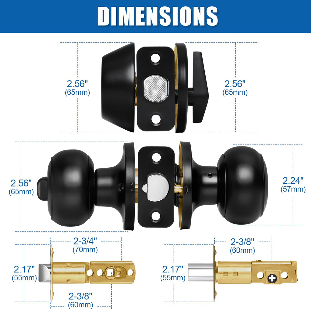 3 Sets Entry Door Knob and Single Cylinder Deadbolt Combo Set, Keyed Alike