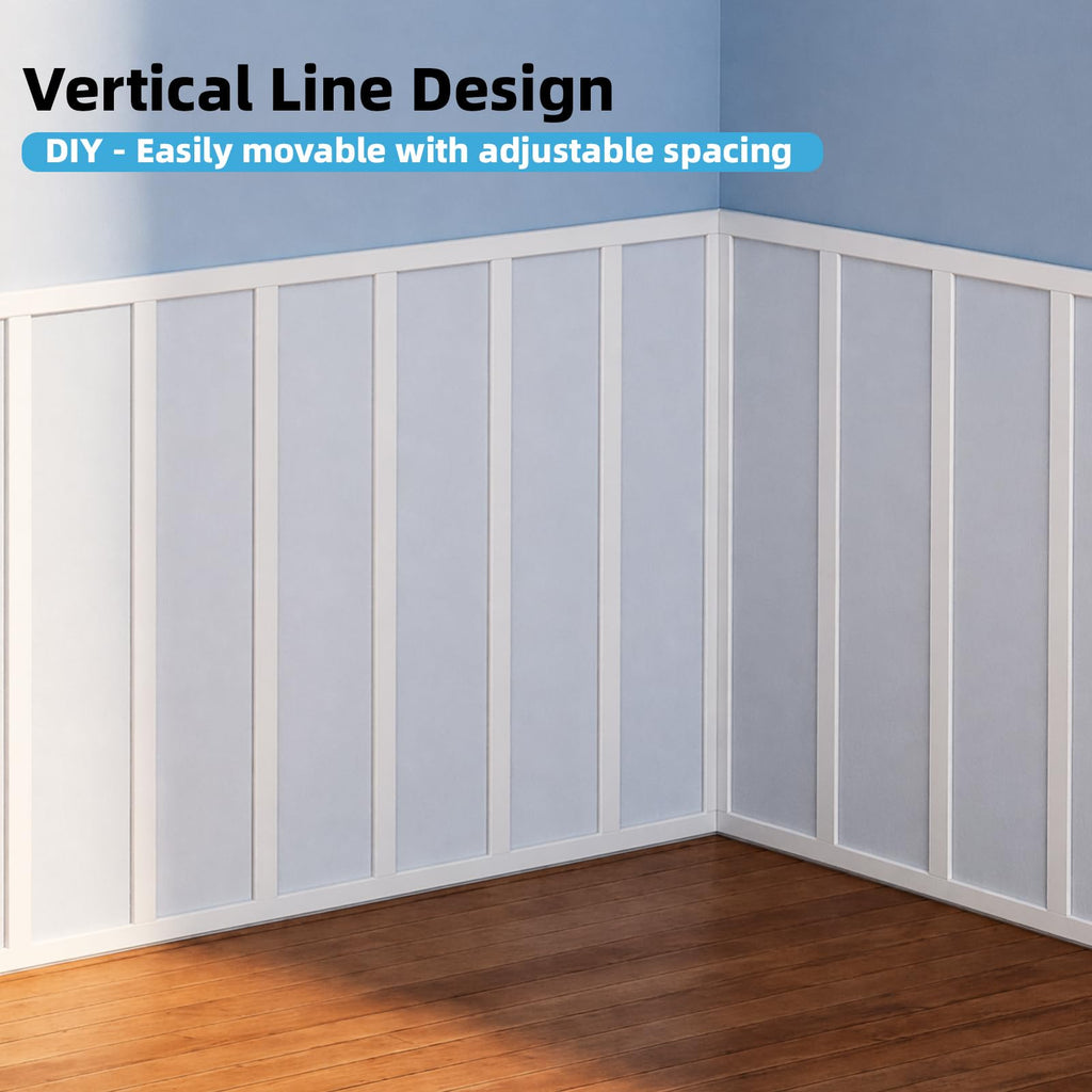 Premade Paintable Board and Batten Wainscoting Kit, 167.32 x 70.08 in