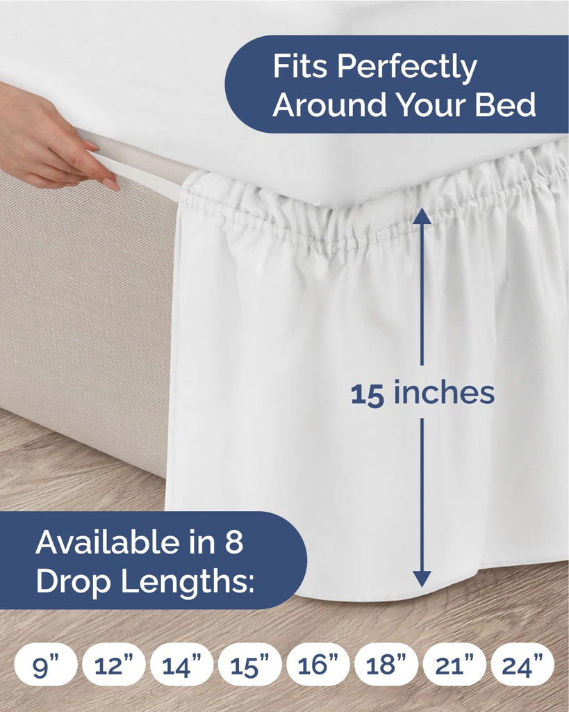 Wrap Around Dust Ruffle Bed Skirt - College Dorm Room - Twin/Twin XL