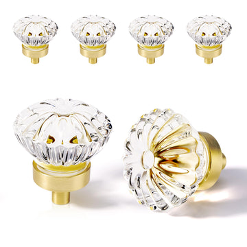 Crystal Vintage Cabinet Dresser Knobs,Brushed Gold, 4 Pack