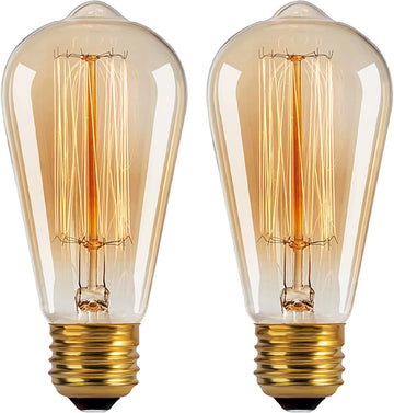 ST64 Edison Bulbs 40W Dimmable E26 Incandescent Light Bulbs 2 Pack