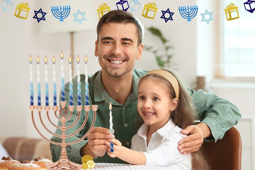 Deluxe Twisted Spiral 45 Blue & White Ombre Hanukkah Candles for All 8 Nights of Chanukah Burn Time 1-Hour - Set of 45