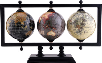 4'' Earth Globe for Desk Elegant Office Decor World Globe Sturdy Metal Stand (NOT PLASTIC!) - Rotating - Set of 3