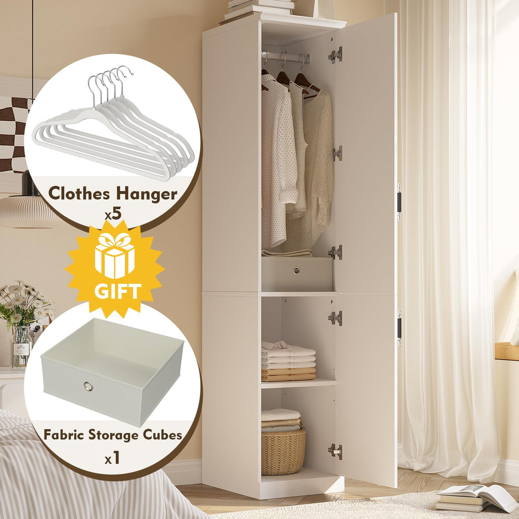 Armoire Wardrobe Closet with 2 Door & Shelves, 74.8" Large Wardrobe Cabinet with Hanging Rod, Freestanding Modern