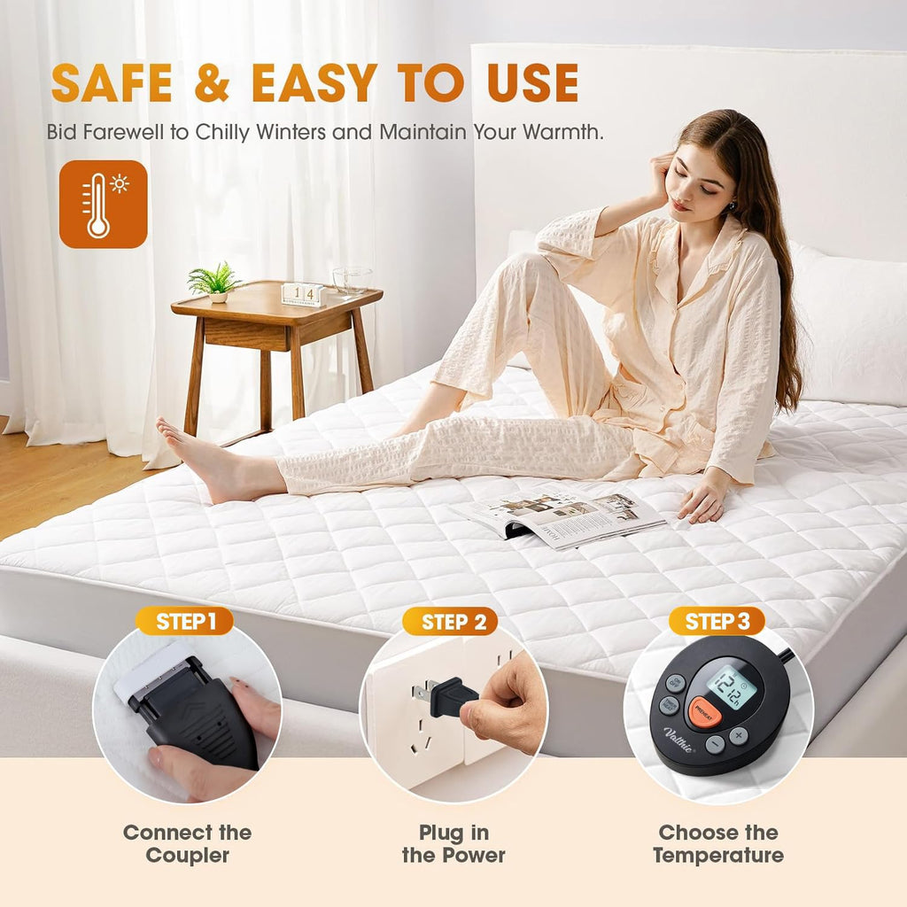 Heated Mattress Pad, Electric Bed Warmer with Preheat