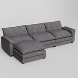 119” Sectional Sofa Modern Deep Couch with Reversible Ottoman