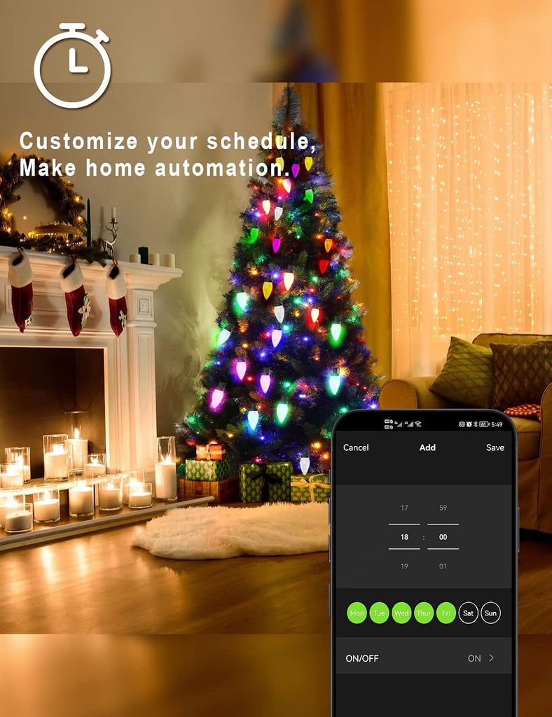 Smart RGB C9 Christmas Lights Outdoor 79FT, Color Changing String Lights