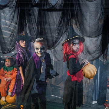 200x80Inch (5x2m) Halloween Black Creepy Cloth for Party Decorations Outdoor Handing, Scary Spooky Fabric Gauze