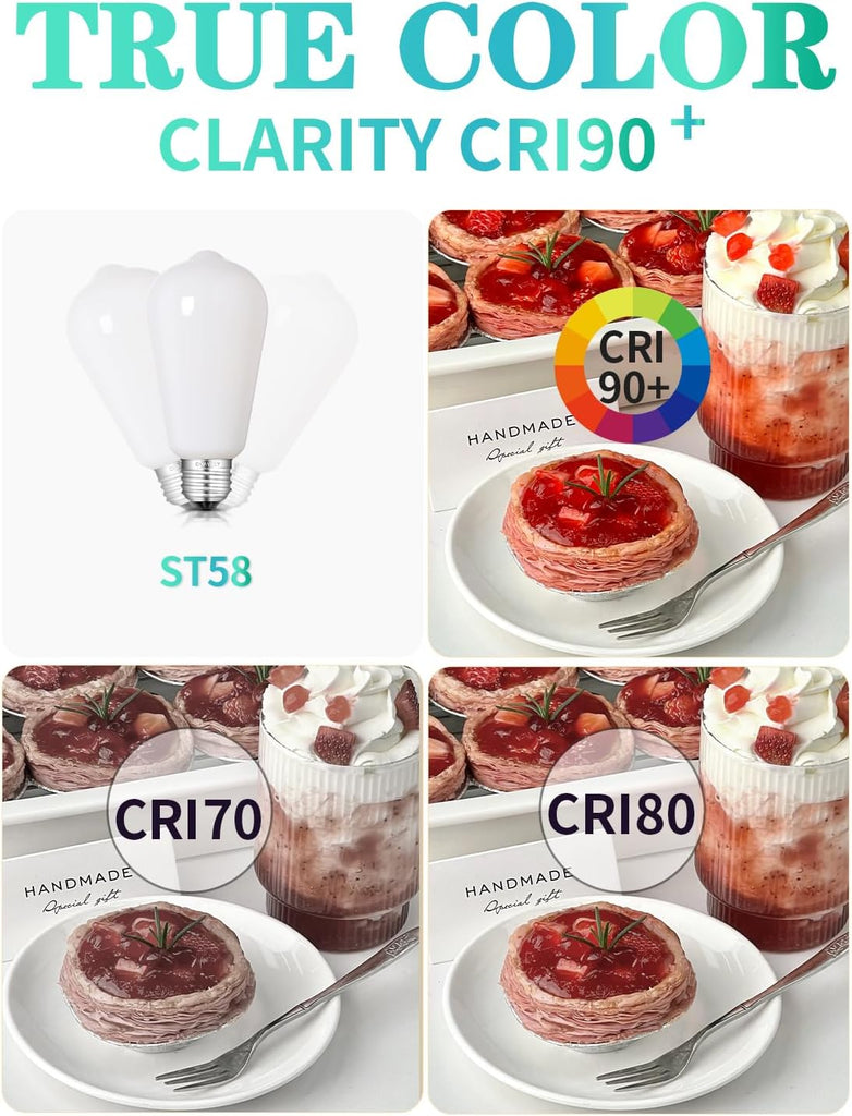 8W Dimmable ST58 Opal LED Bulbs, 4000K, 800 Lumens, 8 Packs