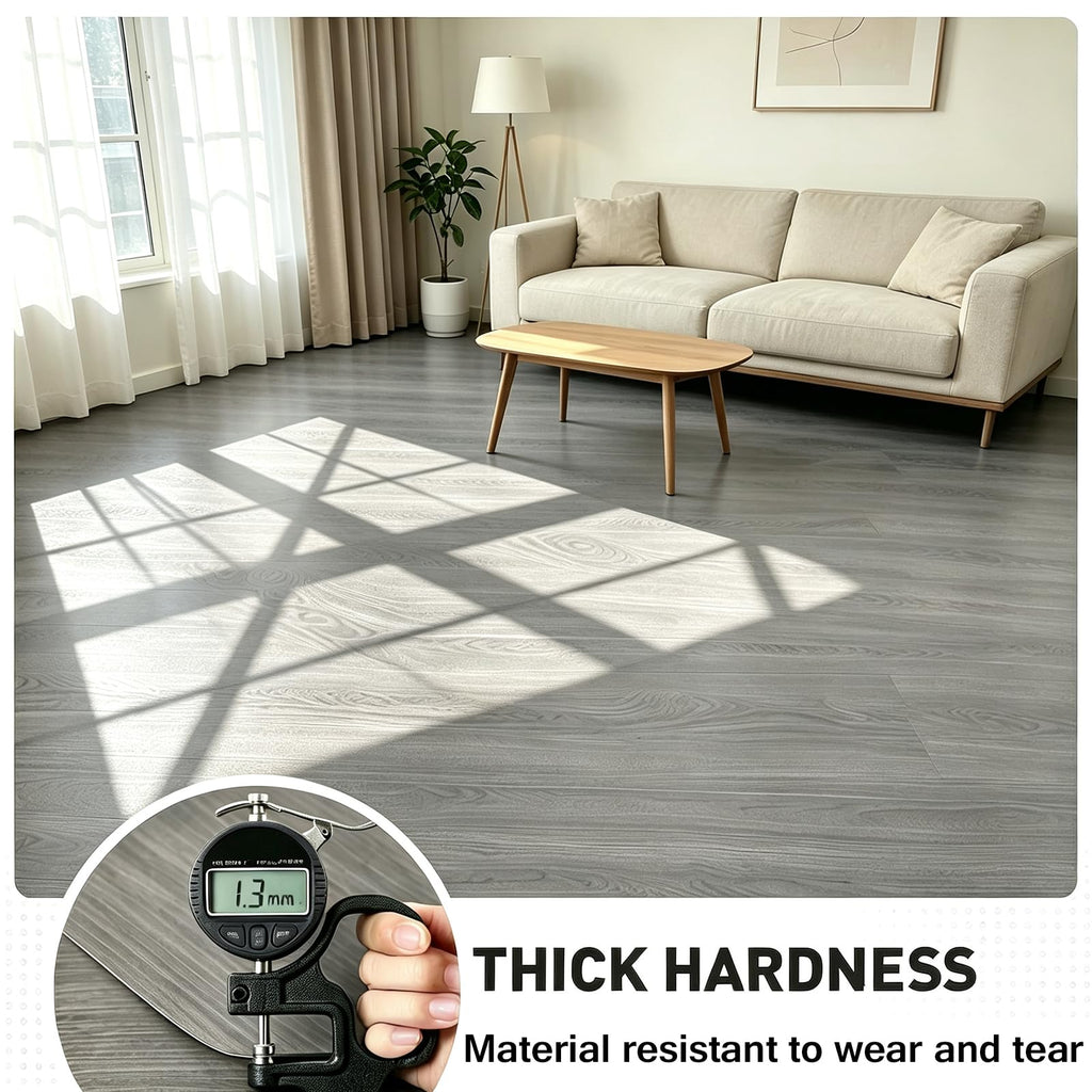 Wood Peel and Stick Tile,Waterproof Vinyl Roll Flooring (Grey)