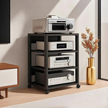 4 Tier AV Media Stand, Audio Rack Tower Stereo Components Cabinet