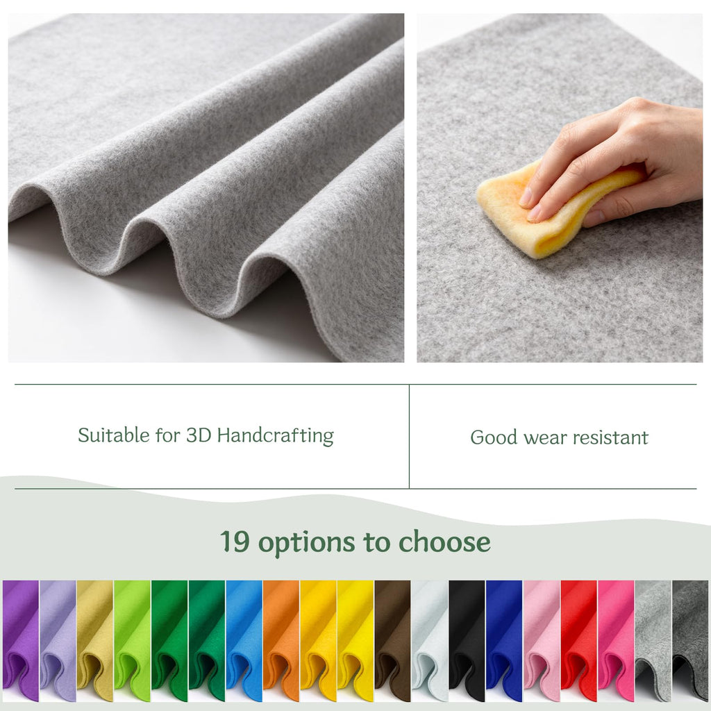36" Wide Soft Felt Fabric by the Yard, 1.6mm Thick Durable & Flexible Craft Felt for Sewing, DIY Arts, Crafts and