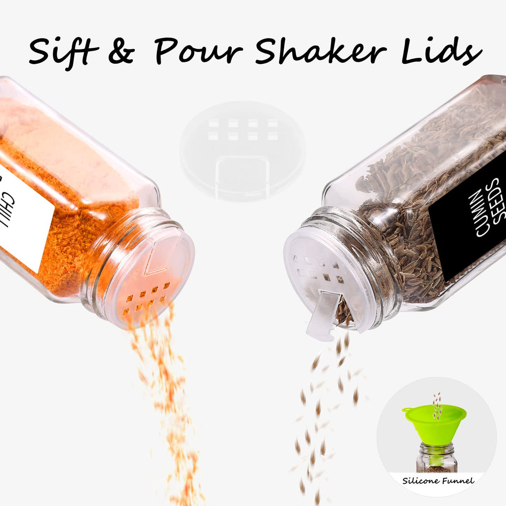 36 Pack Glass Spice Jars with Labels, 4oz Spice Containers