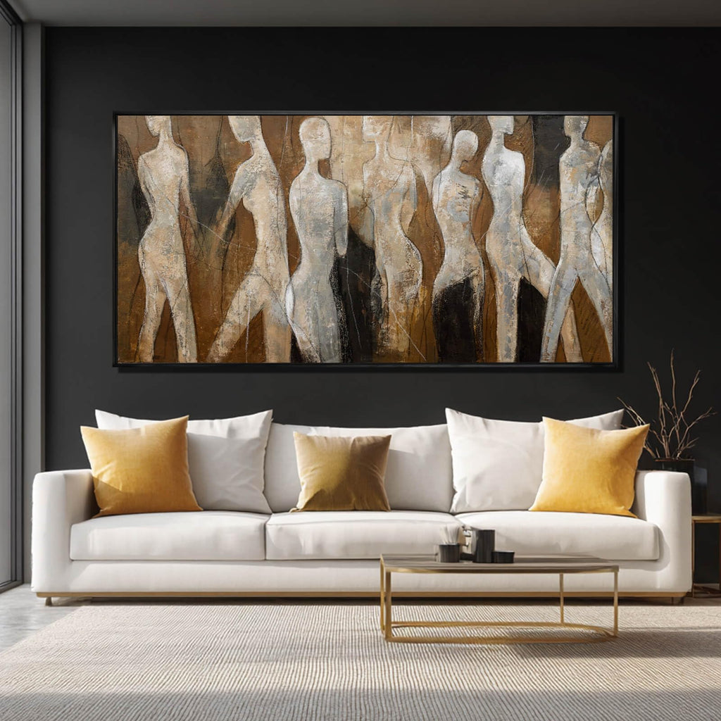 Brown Abstract Wall Art, Figure Picture for Walls, 24x48 In