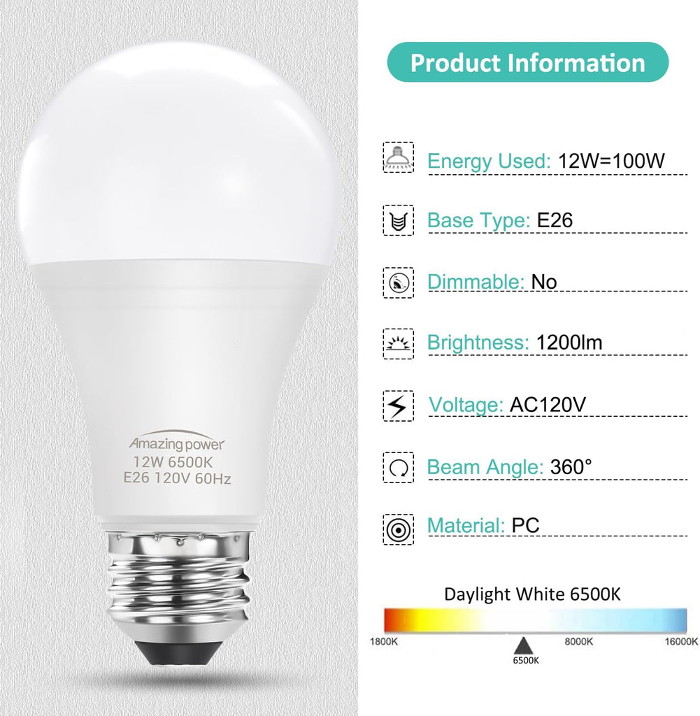 100W Equivalent E26 LED Bulbs, Daylight White 6500K