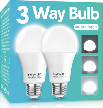 3 Way LED Light Bulbs 50 100 150W Equivalent, Daylight White 5000K