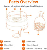 14-Inch Round Propane Fire Pit, 9000 BTU Portable Tabletop Fireplace with Glass Stones, Umbrella Hole Compatible for Outdoor Patio Tables, Gas Fire - Image 5