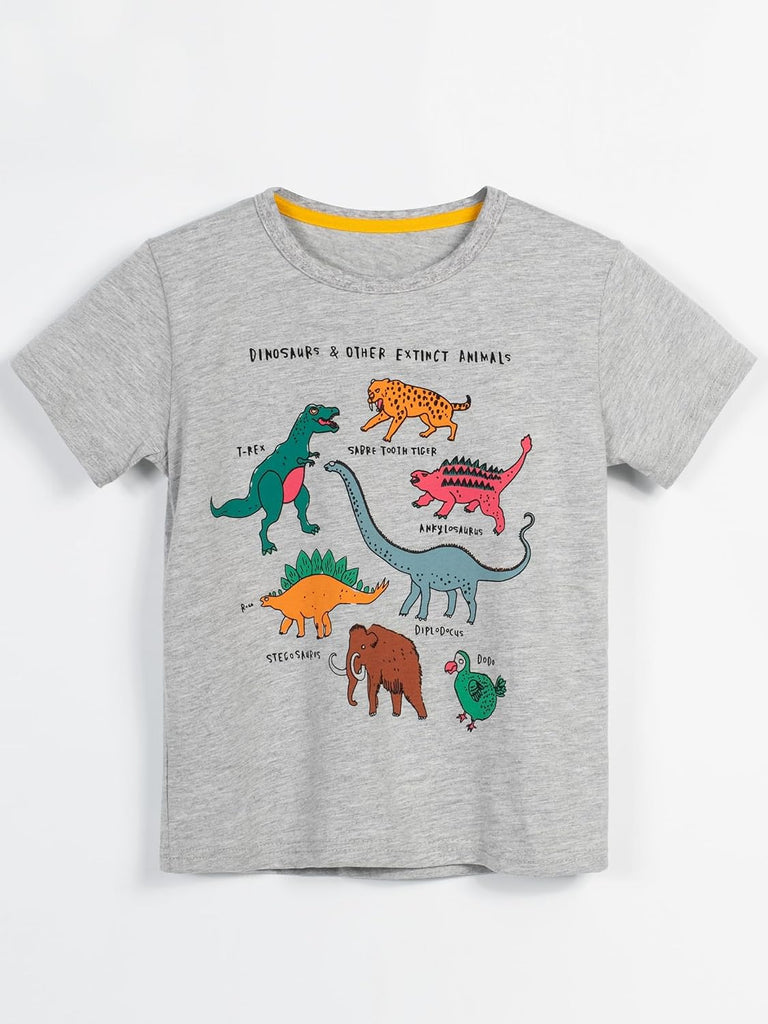 Boys Dinosaur T-Shirts Crewneck Short Sleeve Shirts Pack Toddler Tops