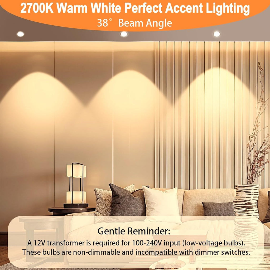 MR16 LED Bulbs 50W Halogen Equivalent, 2700K Warm White, 5W MR16 GU5.3 Bi-Pin Base 12V Low Voltage Spotlight Bulb