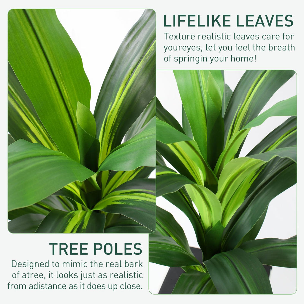 4FT Artificial Dracaena Tree with White Tall Planter-Tall Potted Faux Plants Indoor -Fake Floor Plant Living Room