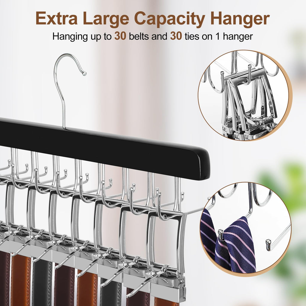 40 Hooks 2 in 1 Belt Tie Hanger Max 60 Belts 60 Ties Capacity