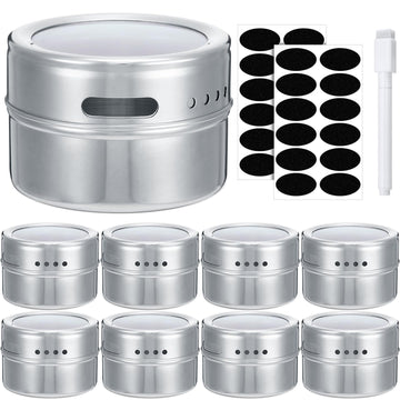 8 Pack Magnetic Spice Jars for Refrigerator, 3 oz Spice Tins Set
