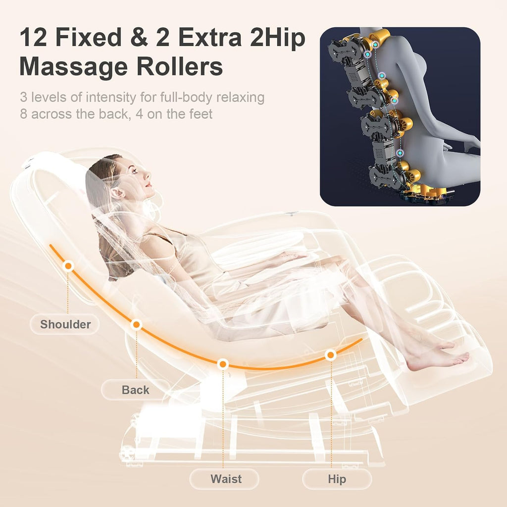 Massage Chair Full Body Zero Gravity Recliner, 2026 New Version | 14 Shiatsu Rollers, 10 Airbags, 5 Auto Modes