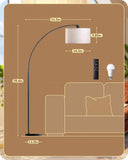 78.3″ Modern Arc Floor Lamp with Remote, Tall Black Standing Lamp with Stepless Dimmable Bulb & 5 Color Temperature