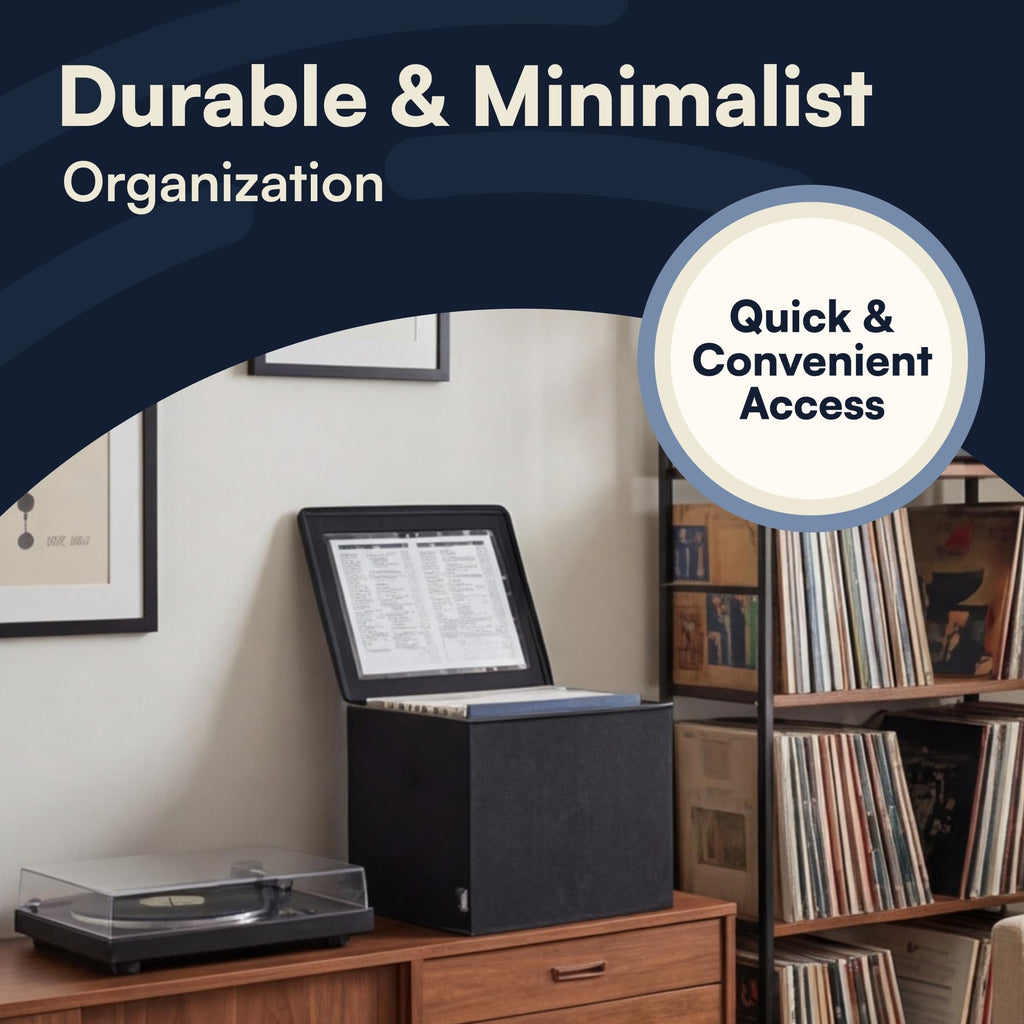 Vinyl Record Storage Box with Zip Closure - Holds Up to 90 12 Inch Vinyl Records - Collapsible Crate, LP Storage