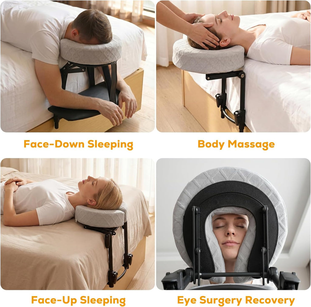 Massage Headrest for Bed, Adjustable Bed Face Cradle Holder with Armrest