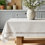 Natural Tablecloth, Rectangle Tablecloth with Decorative Cutouts, Stain Resistant & Wrinkle Free Tab