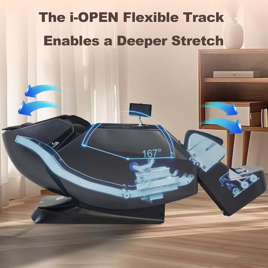 A675 4D Full Body Massage Chair, 172° Flex-SL Track, Calf Kneading | Auto footrest, Yoga stretch, 22 modes, body