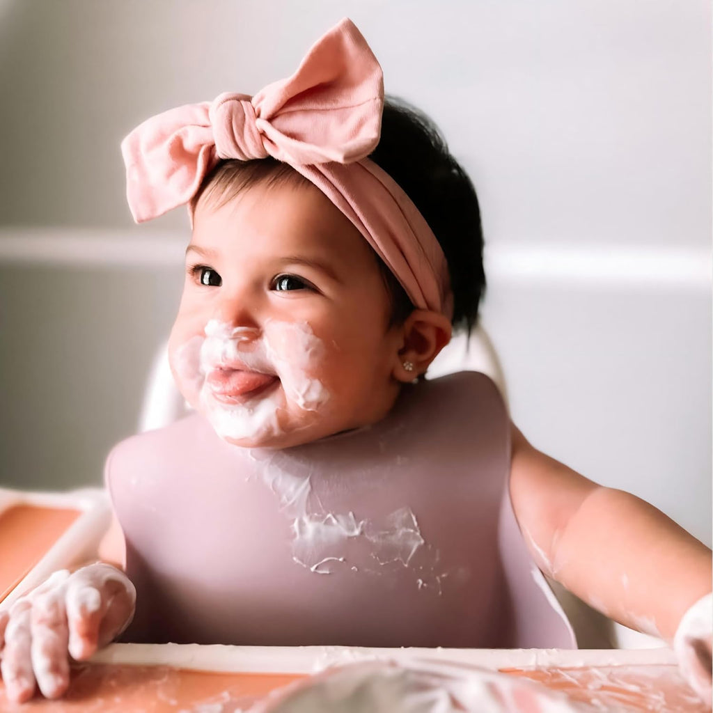 Silicone Baby Bibs Set of 3, BPA Free Waterproof Baby Bibs for Eating, Adjustable Silicone Bibs for Babies 6-12