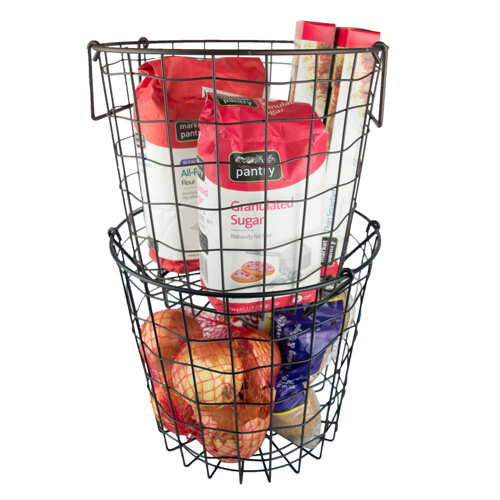 Metal Wire Utility Storage Bin, Small Round, 12x12x10", Black