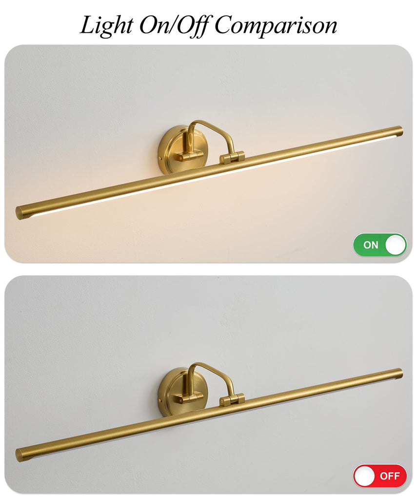 Hardwired Picture Light for Wall,39 Inch Modern Brass Dimmable Frame Light with Adjustable Swing Arm,3CCT LED Art